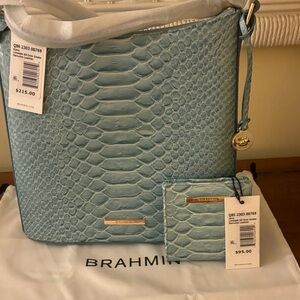 Brahmin Sky Blue Embossed Shoulder Bag